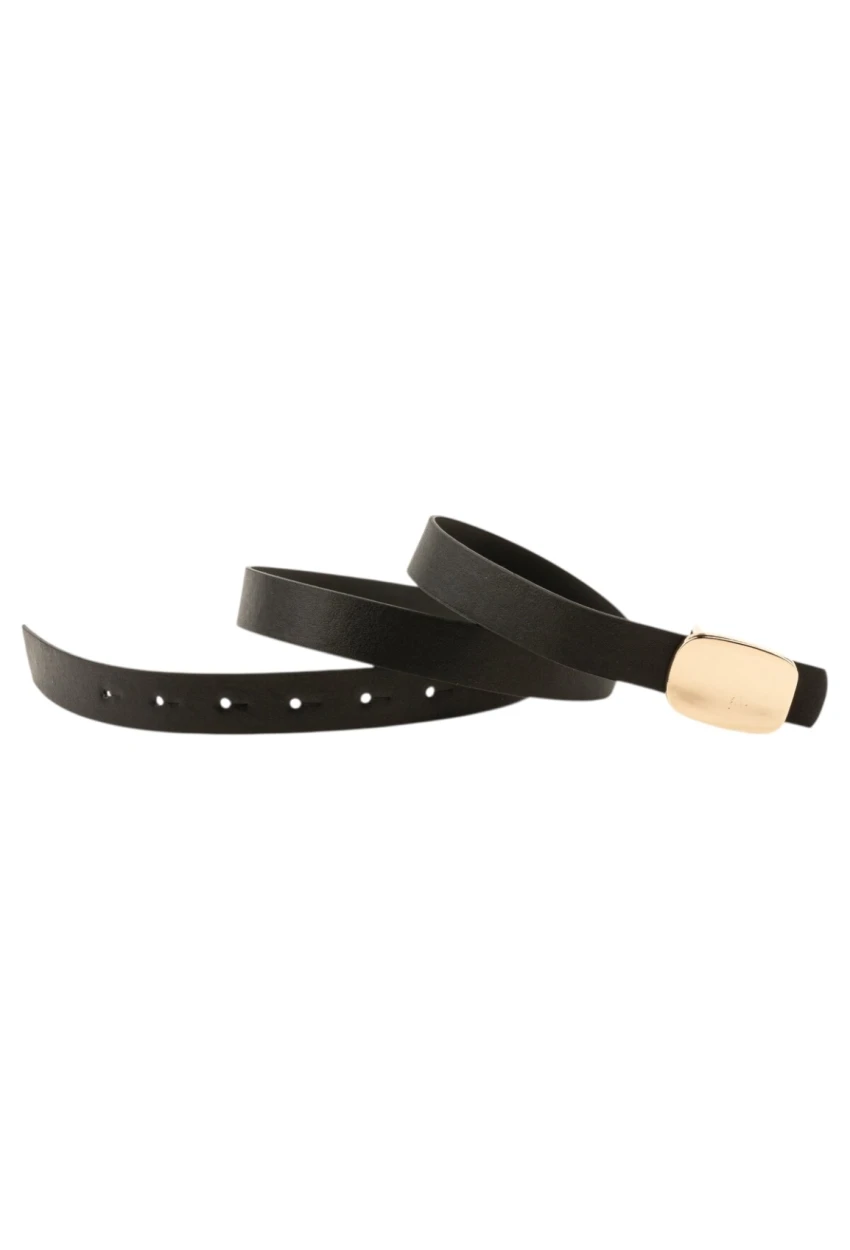 Parlak Kare Tokalı Siyah Kadın Kemeri