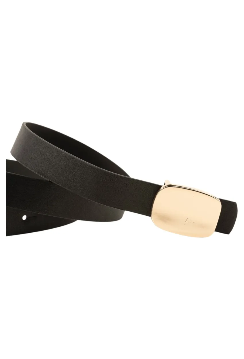 Parlak Kare Tokalı Siyah Kadın Kemeri