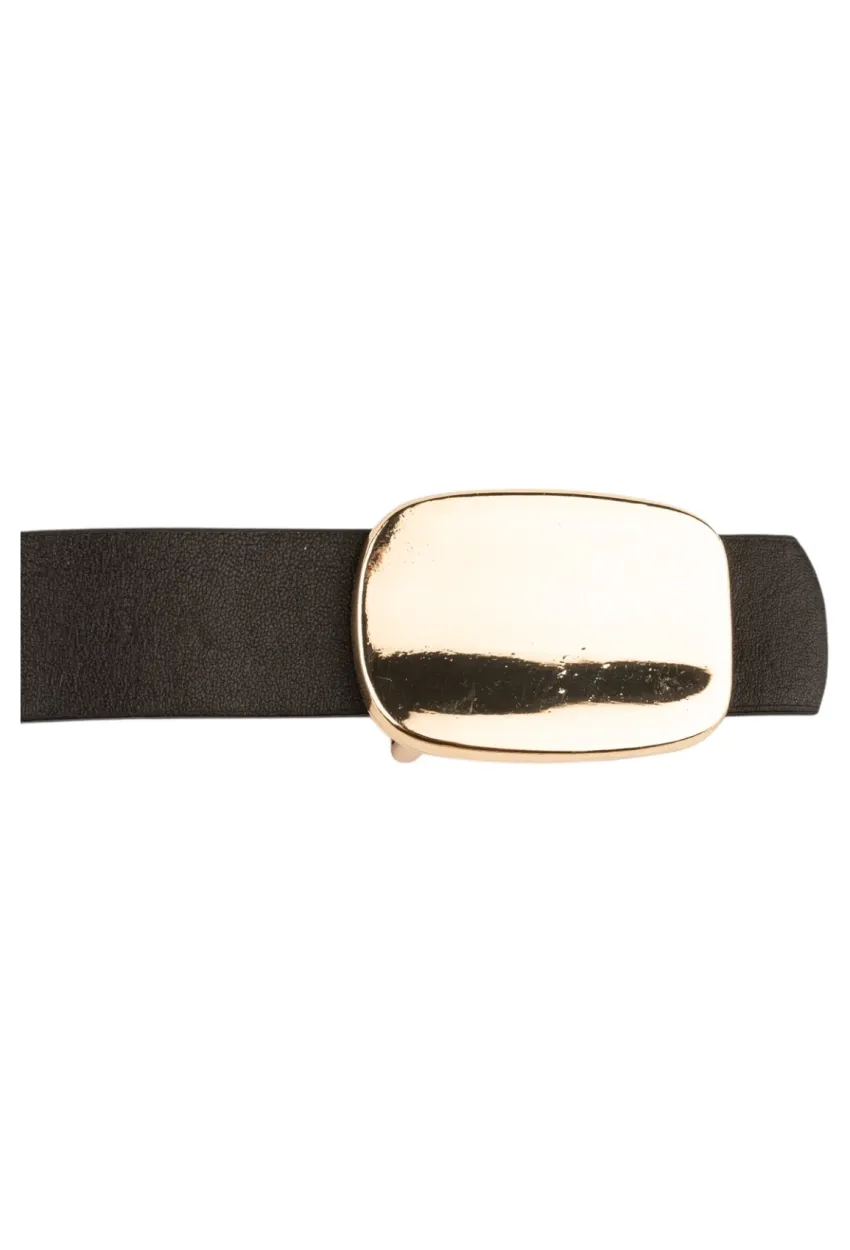 Parlak Kare Tokalı Siyah Kadın Kemeri