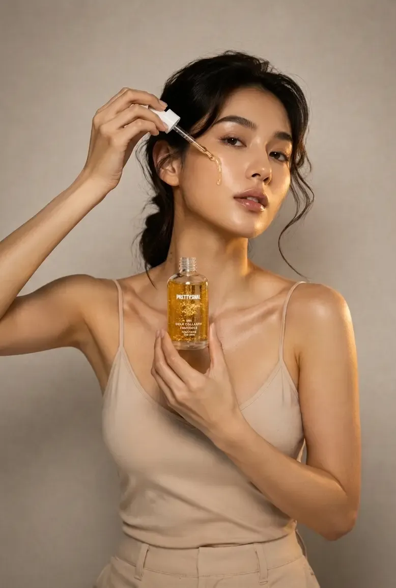 PRETTYSKIN 24K Gold Collagen Ampoule 50 ml | Altın ve Kolajen İçerikli Sıkılaştırıcı Yüz Serumu