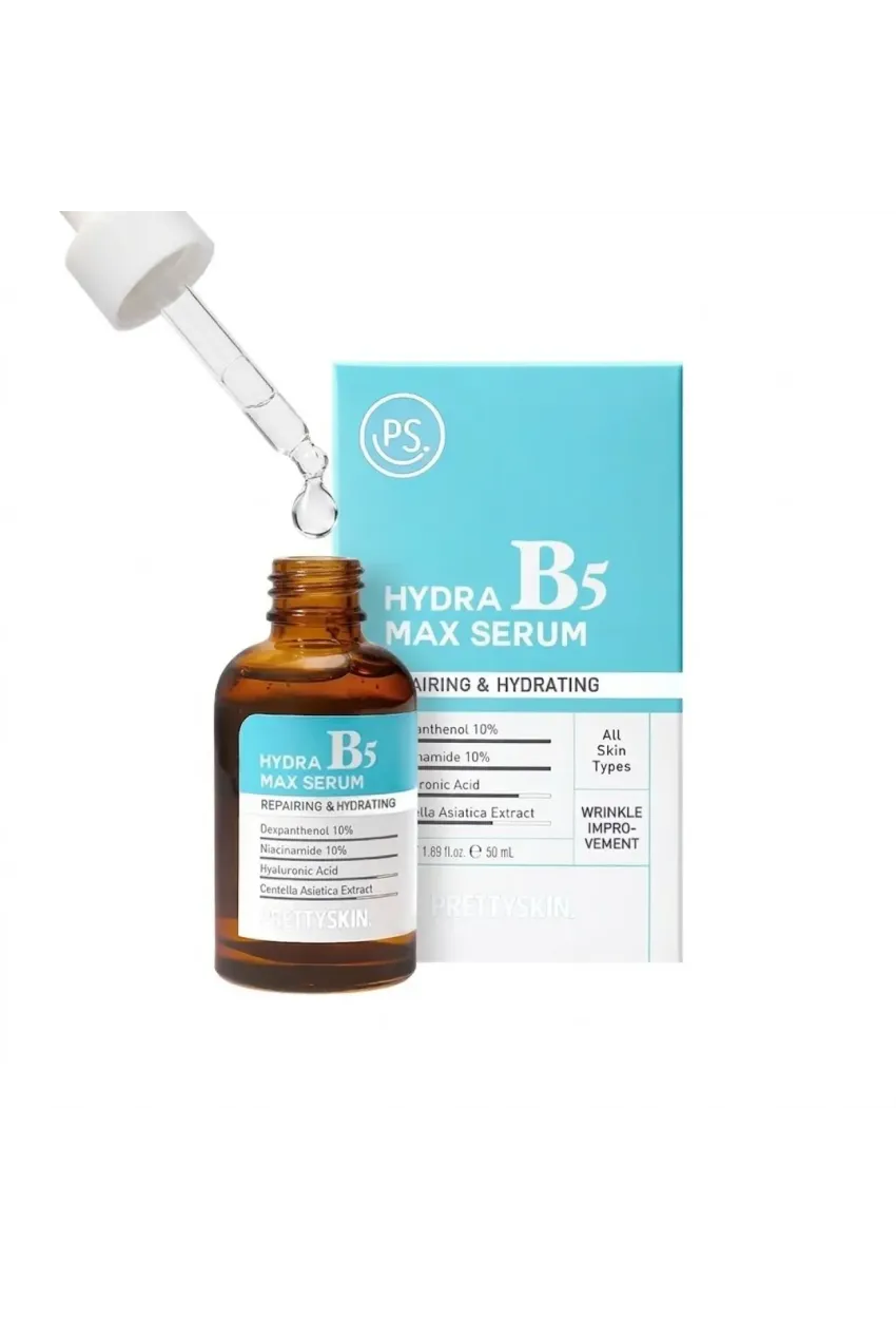 PRETTYSKIN Hydra B5 Max Serum 50 ml | Niacinamide %10 & Panthenol %10 Nemlendirici Leke Karşıtı Yüz Serumu