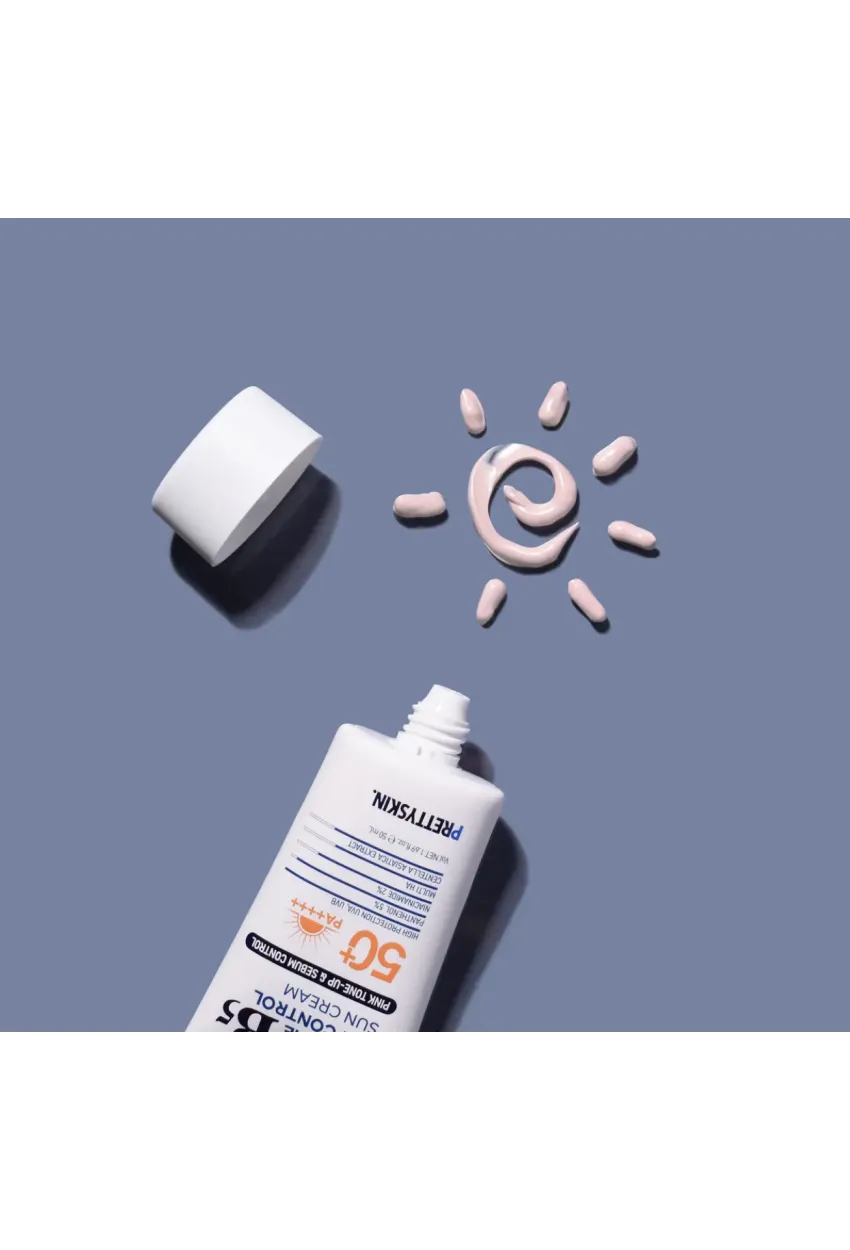 PRETTYSKIN Hydra Exosome B5 Oil Control Sun Cream SPF50+ PA++++ 50 ml | Karma Ciltler İçin Sebum Dengeleyici Güneş Kremi