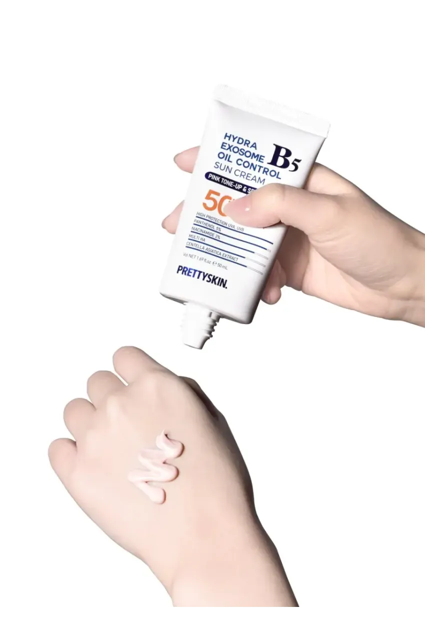 PRETTYSKIN Hydra Exosome B5 Oil Control Sun Cream SPF50+ PA++++ 50 ml | Karma Ciltler İçin Sebum Dengeleyici Güneş Kremi