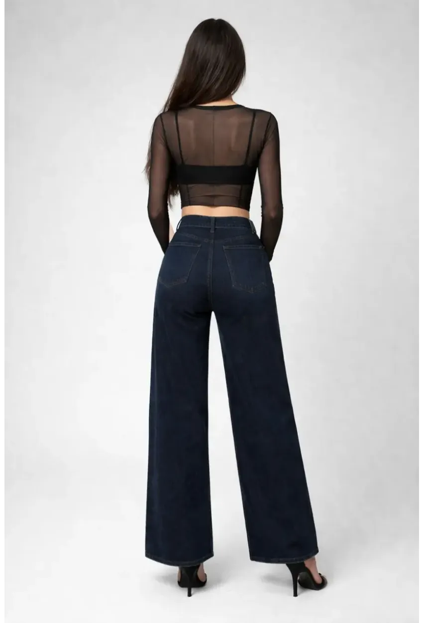 Siyah Transparan Tül Crop Bluz – Şık & Feminen Tasarım