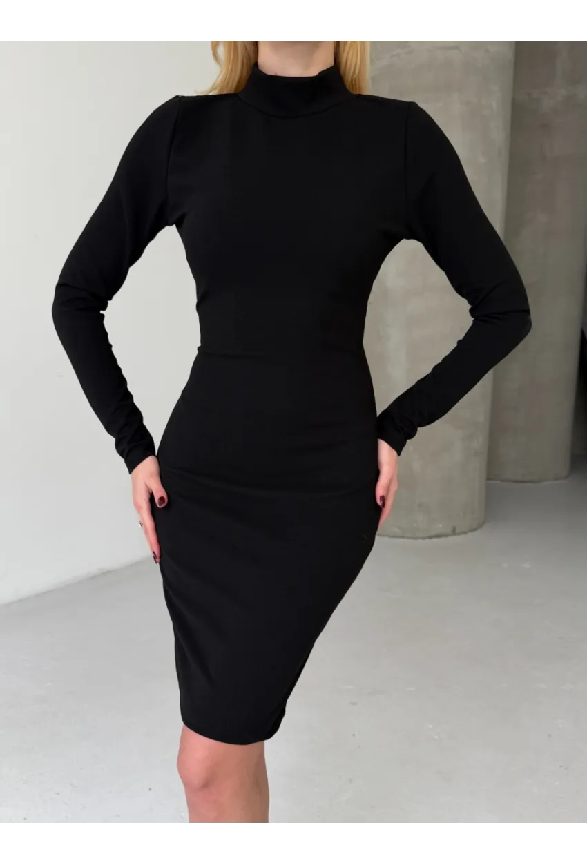 Suyolu Dantel Detaylı Sırt Dekolte Siyah Mini Elbise