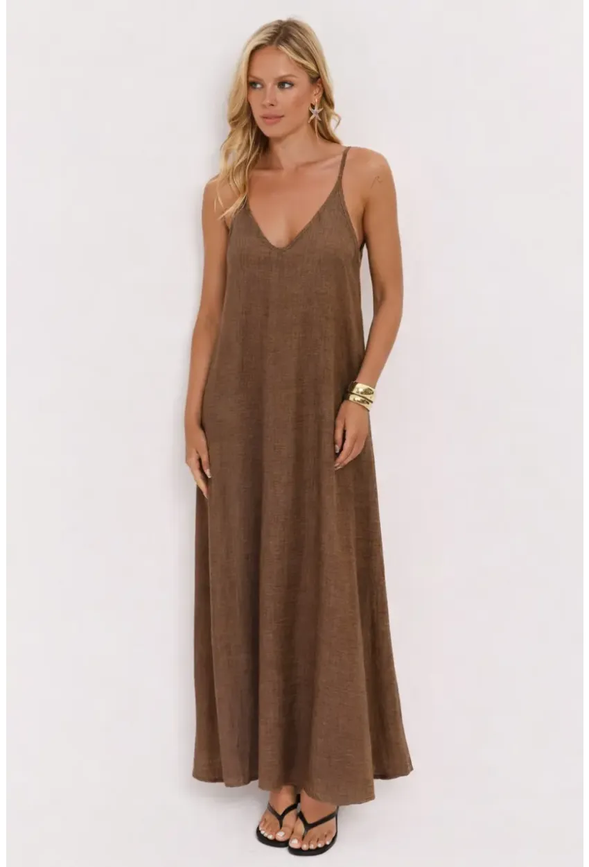 Taş Askılı Salaş Maxi Elbise