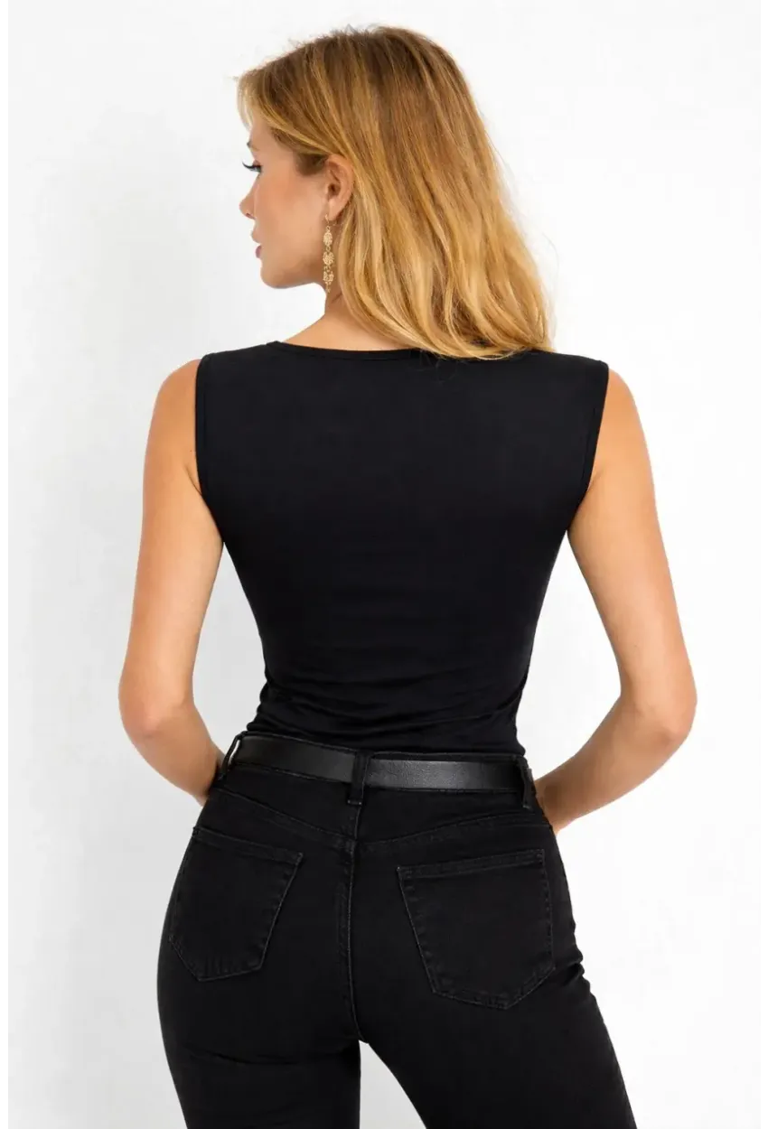 Kadın Siyah Dantel Transparan Detaylı Şık Bluz