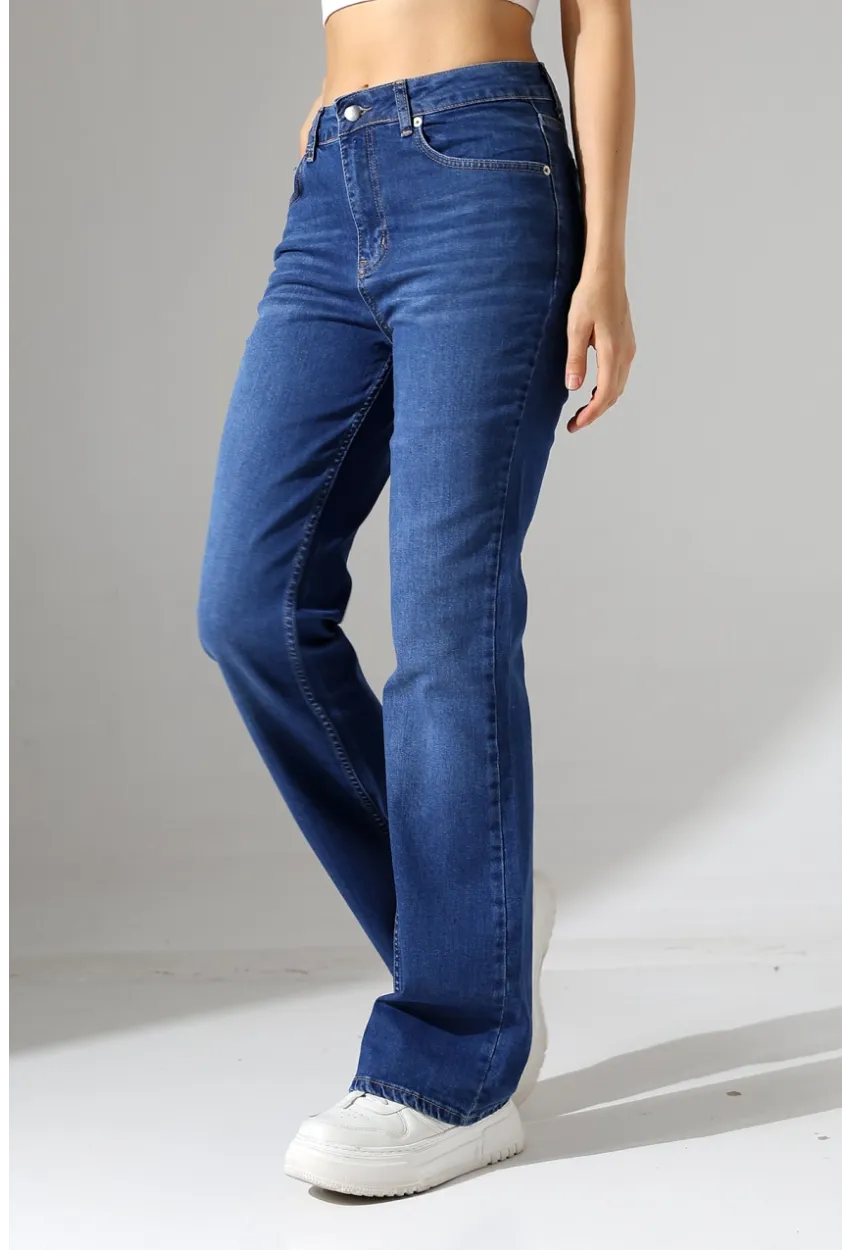 Toparlayıcı Yüksek Bel Bol Paça Kot