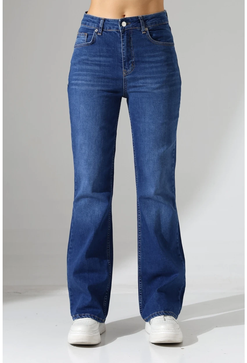 Toparlayıcı Yüksek Bel Bol Paça Kot