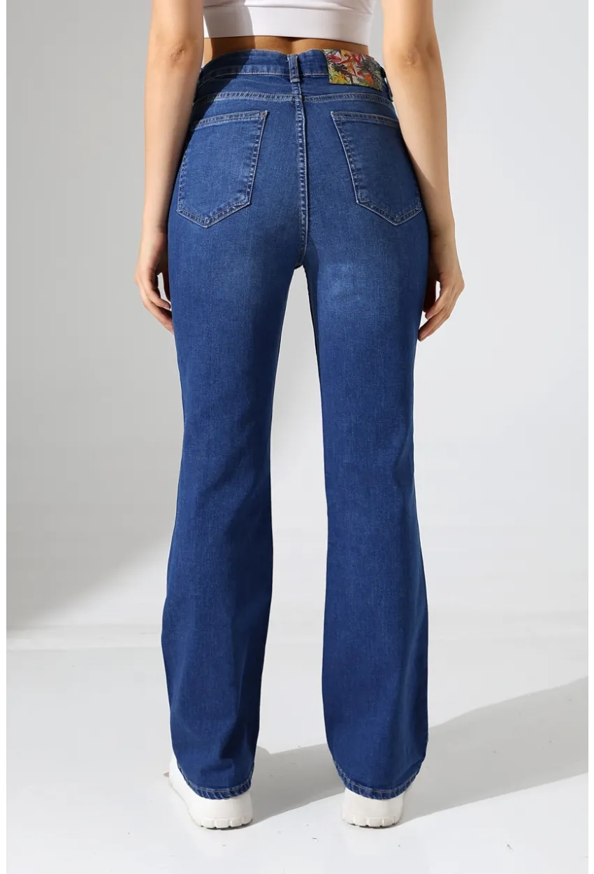 Toparlayıcı Yüksek Bel Bol Paça Kot