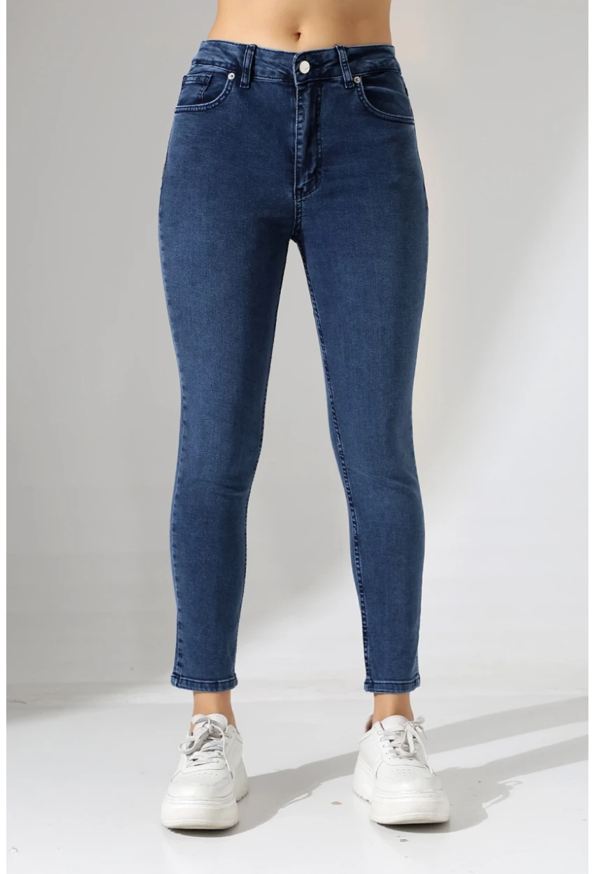 Toparlayıcı Yüksek Bel Dar Paça Jean