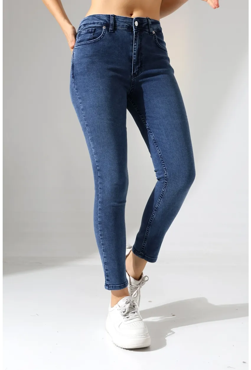 Toparlayıcı Yüksek Bel Dar Paça Jean