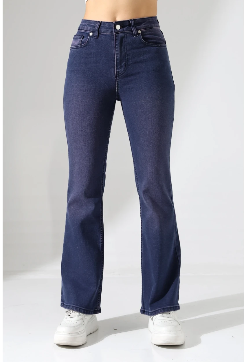Toparlayıcı Yüksek Bel İspanyol Paça Jean