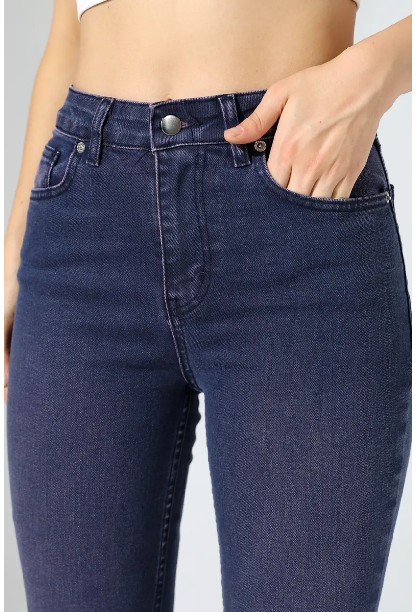 Toparlayıcı Yüksek Bel İspanyol Paça Jean