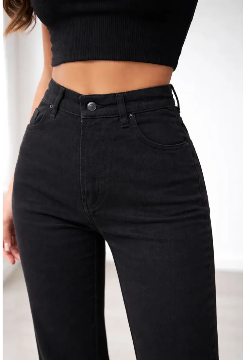 Yüksek Bel Çan Paça Siyah Jean