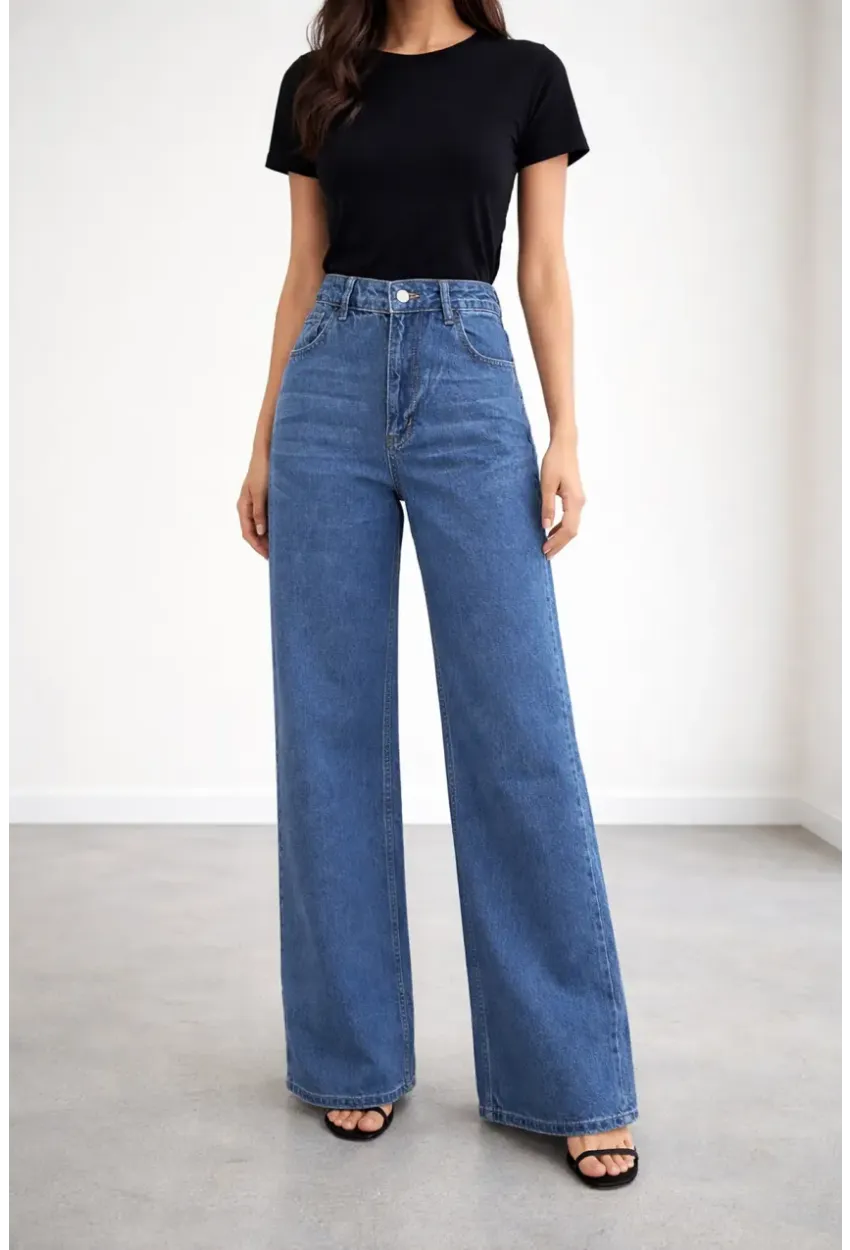 Yüksek Bel Geniş Jean