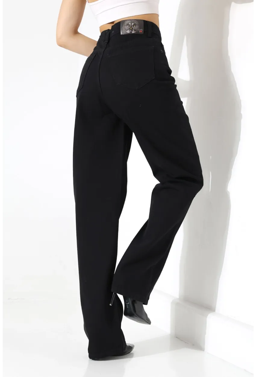 Yüksek Bel Geniş Paça Jean Pantolon