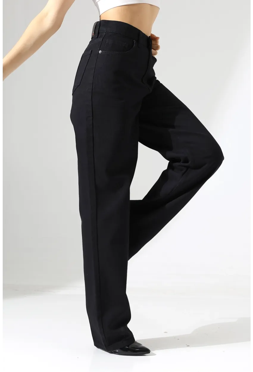 Yüksek Bel Geniş Paça Jean Pantolon