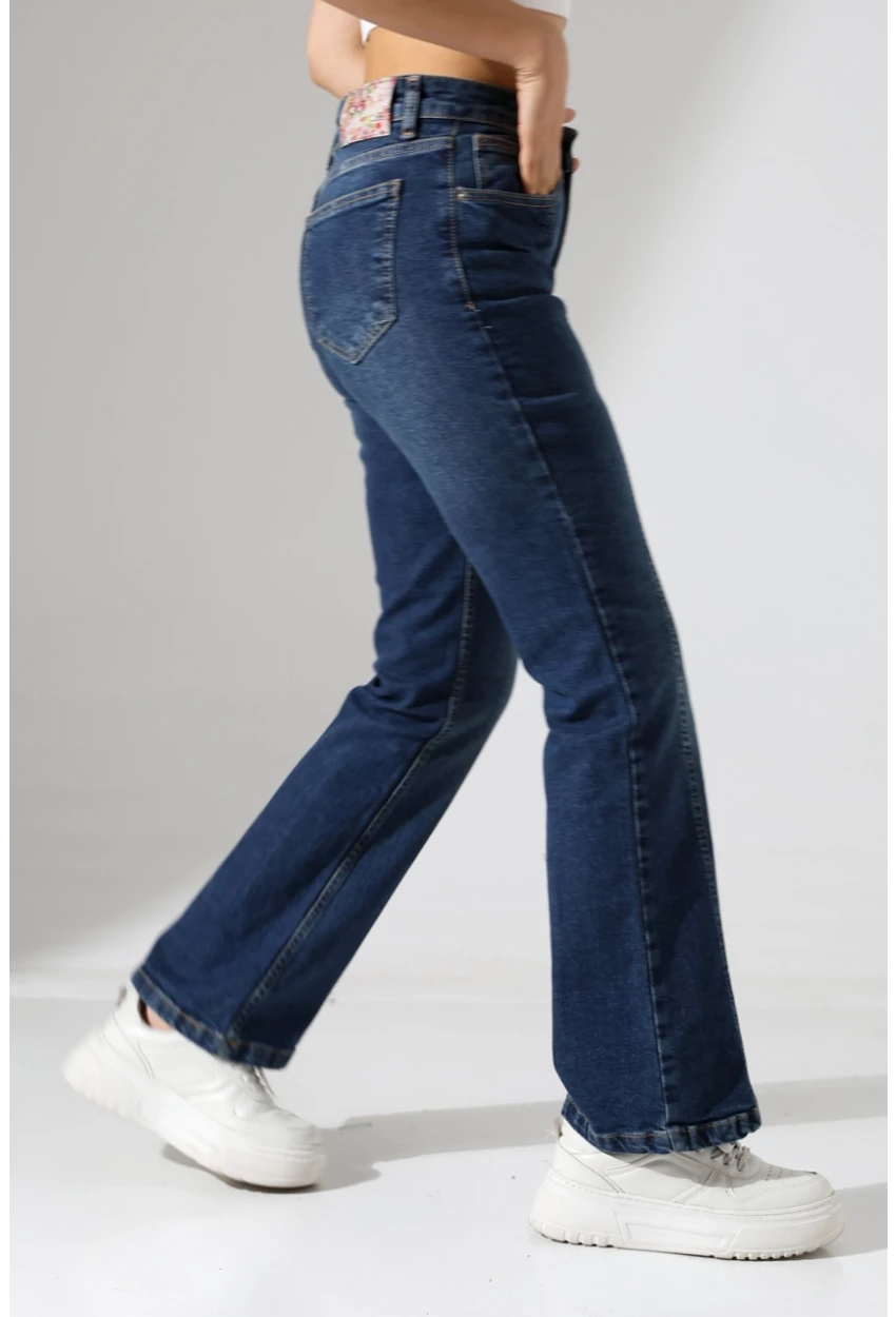 Yüksek Bel İspanyol Paça Jean Pantolon