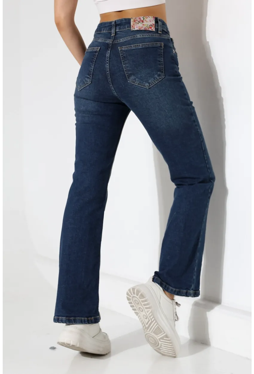 Yüksek Bel İspanyol Paça Jean Pantolon