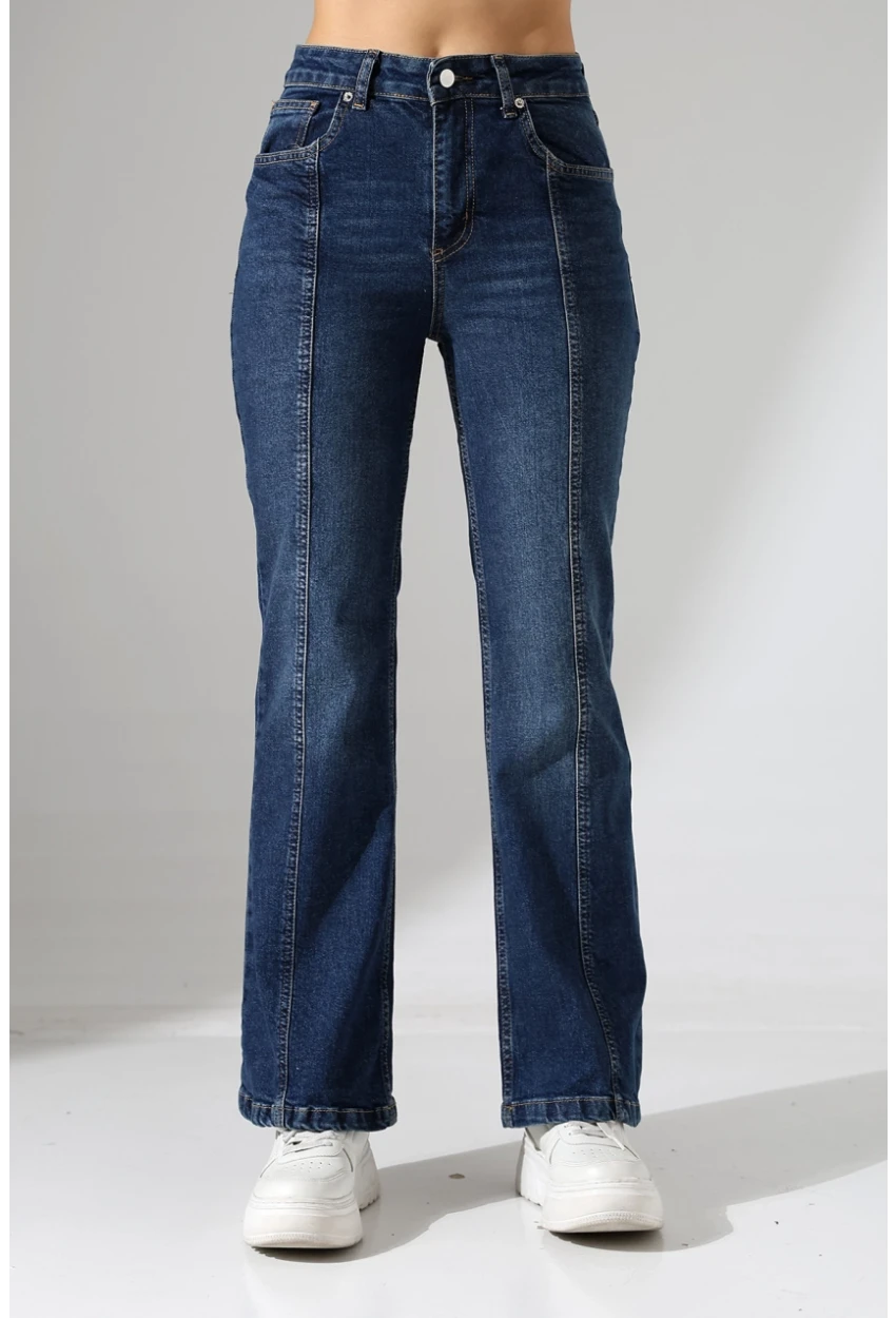 Yüksek Bel İspanyol Paça Jean Pantolon