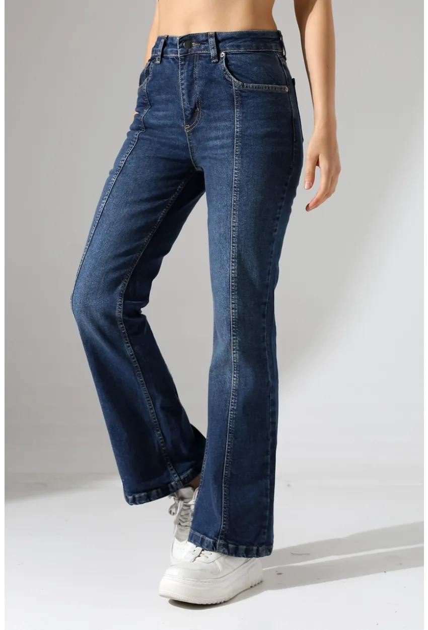 Yüksek Bel İspanyol Paça Jean Pantolon