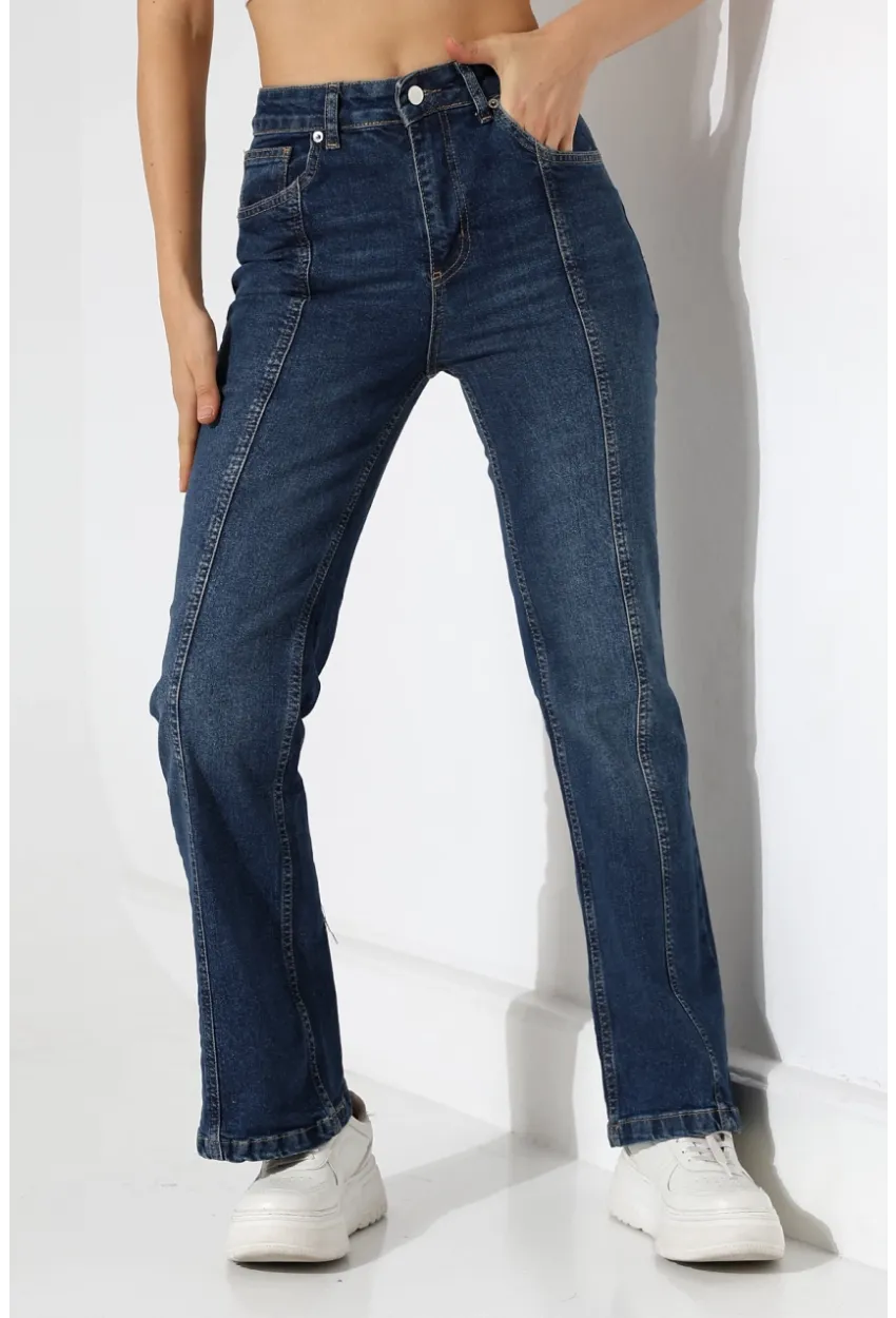 Yüksek Bel İspanyol Paça Jean Pantolon