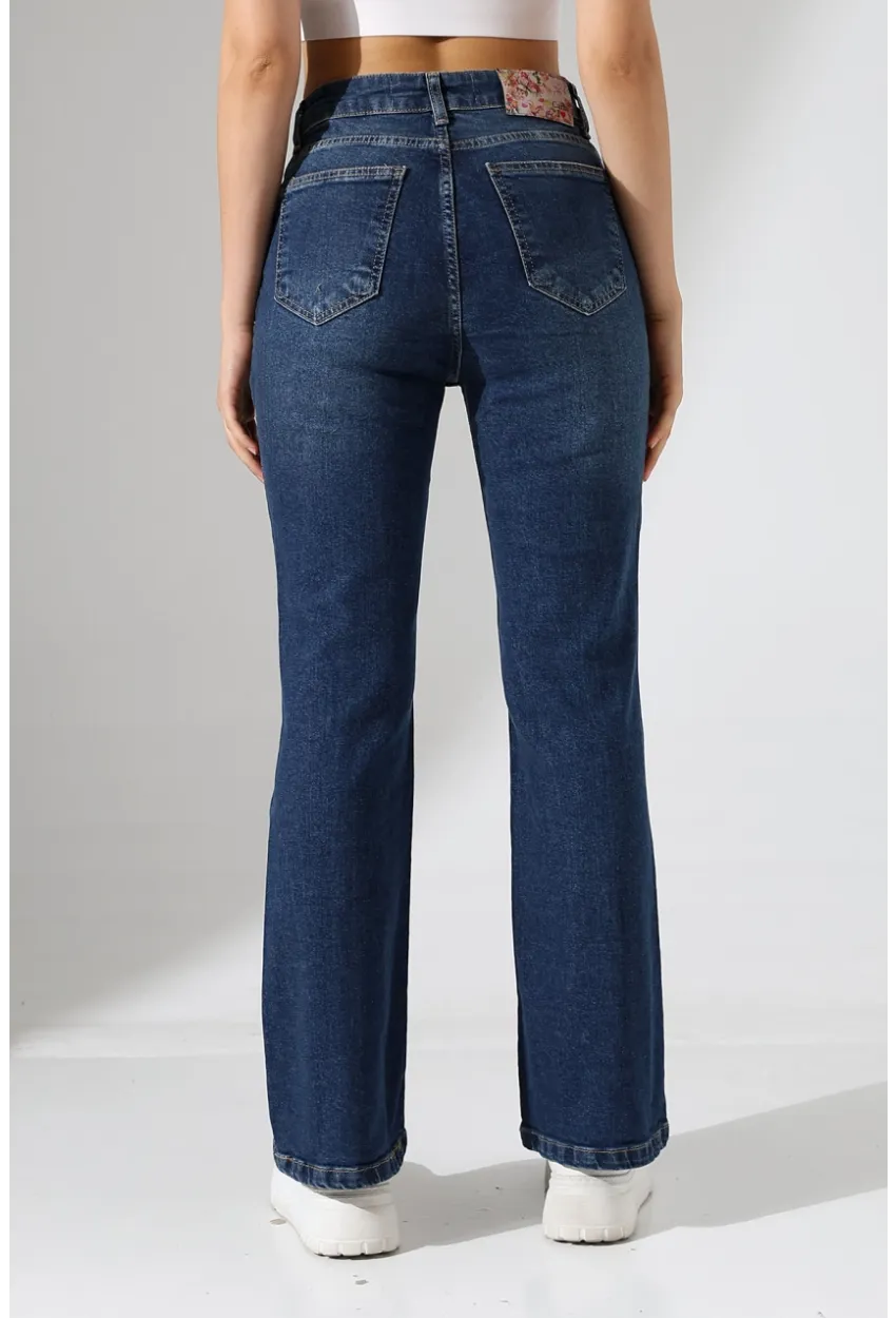 Yüksek Bel İspanyol Paça Jean Pantolon