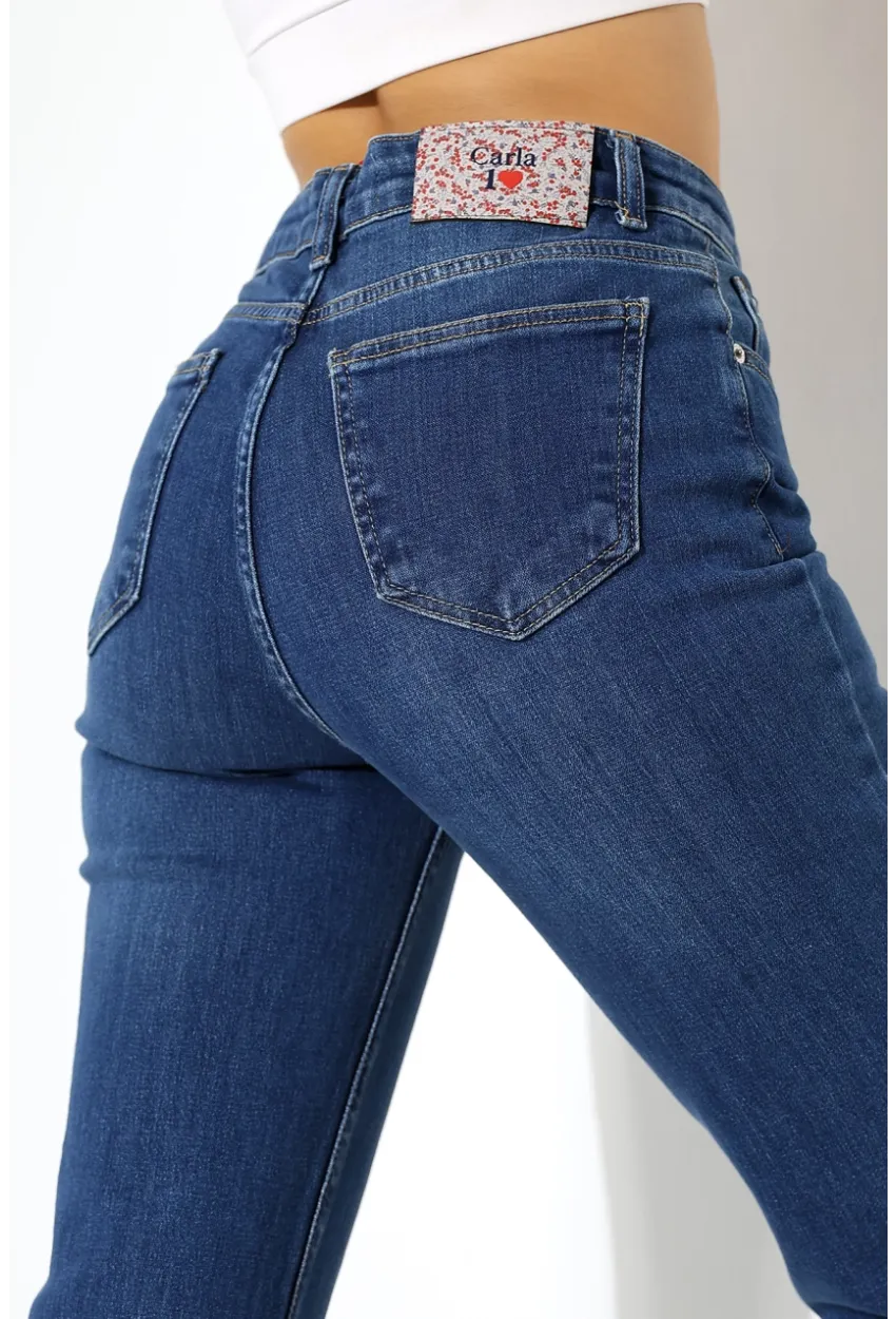 Yüksek Bel İspanyol Paça Püsküllü Jean Pantolon