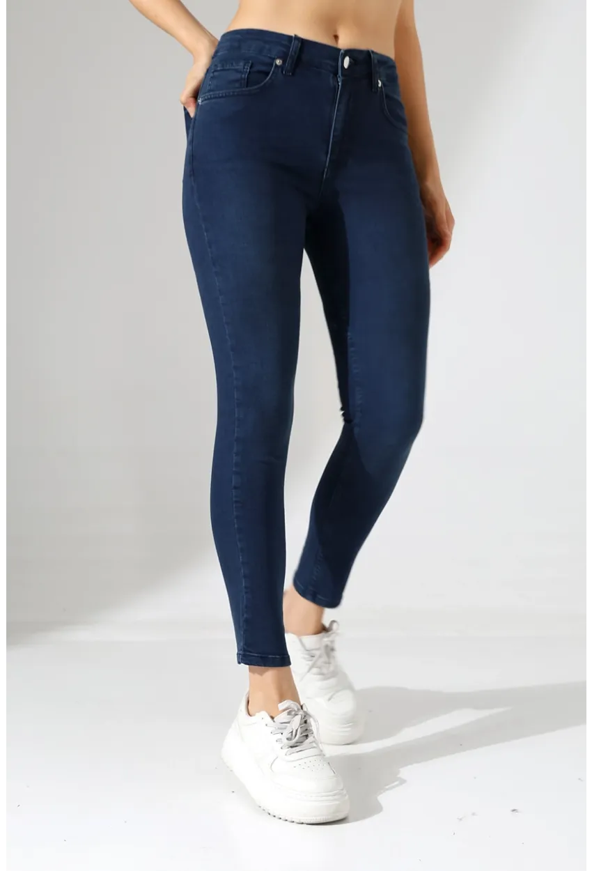 Yüksek Bel Lacivert Skinny Fit Jean Pantolon