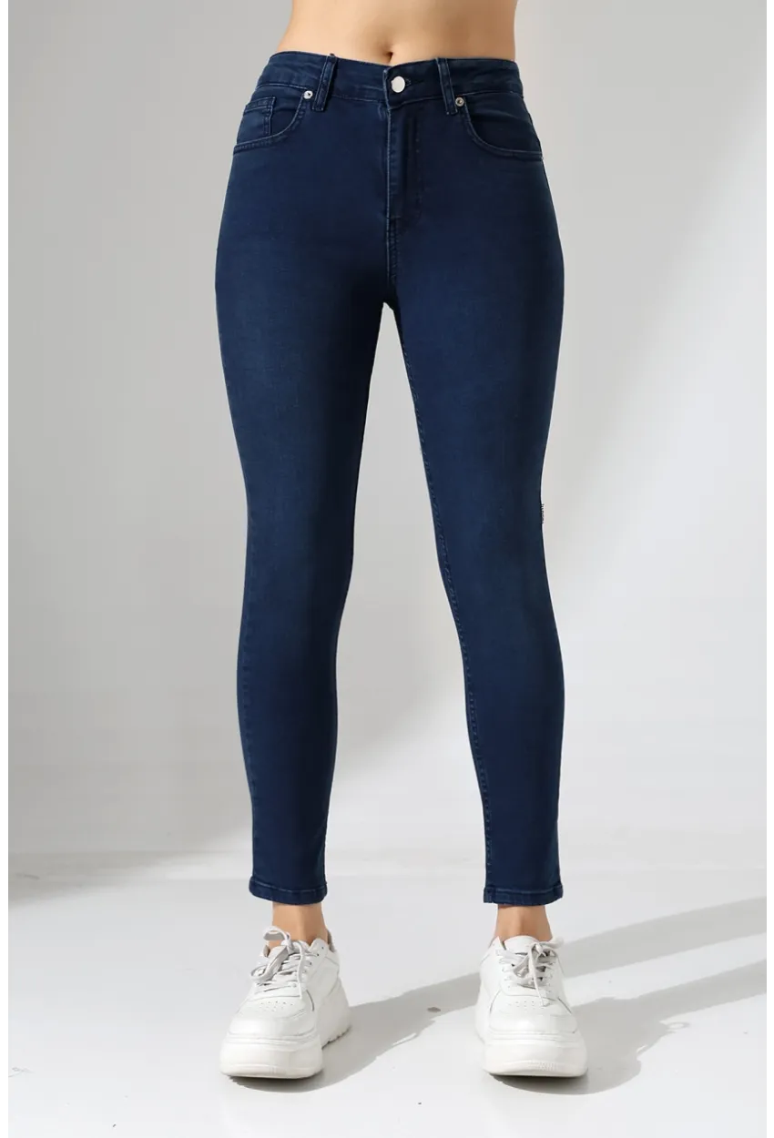 Yüksek Bel Lacivert Skinny Fit Jean Pantolon