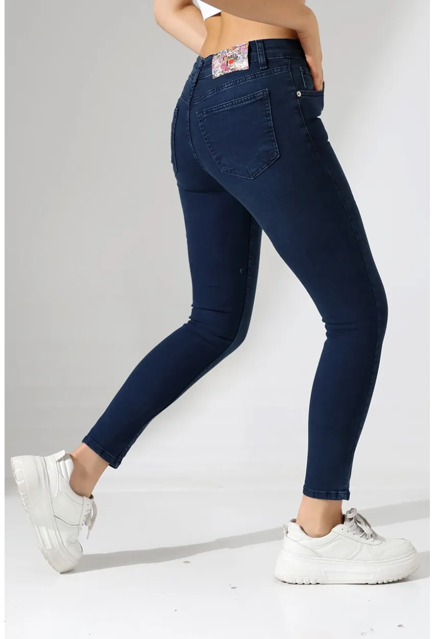 Yüksek Bel Lacivert Skinny Fit Jean Pantolon