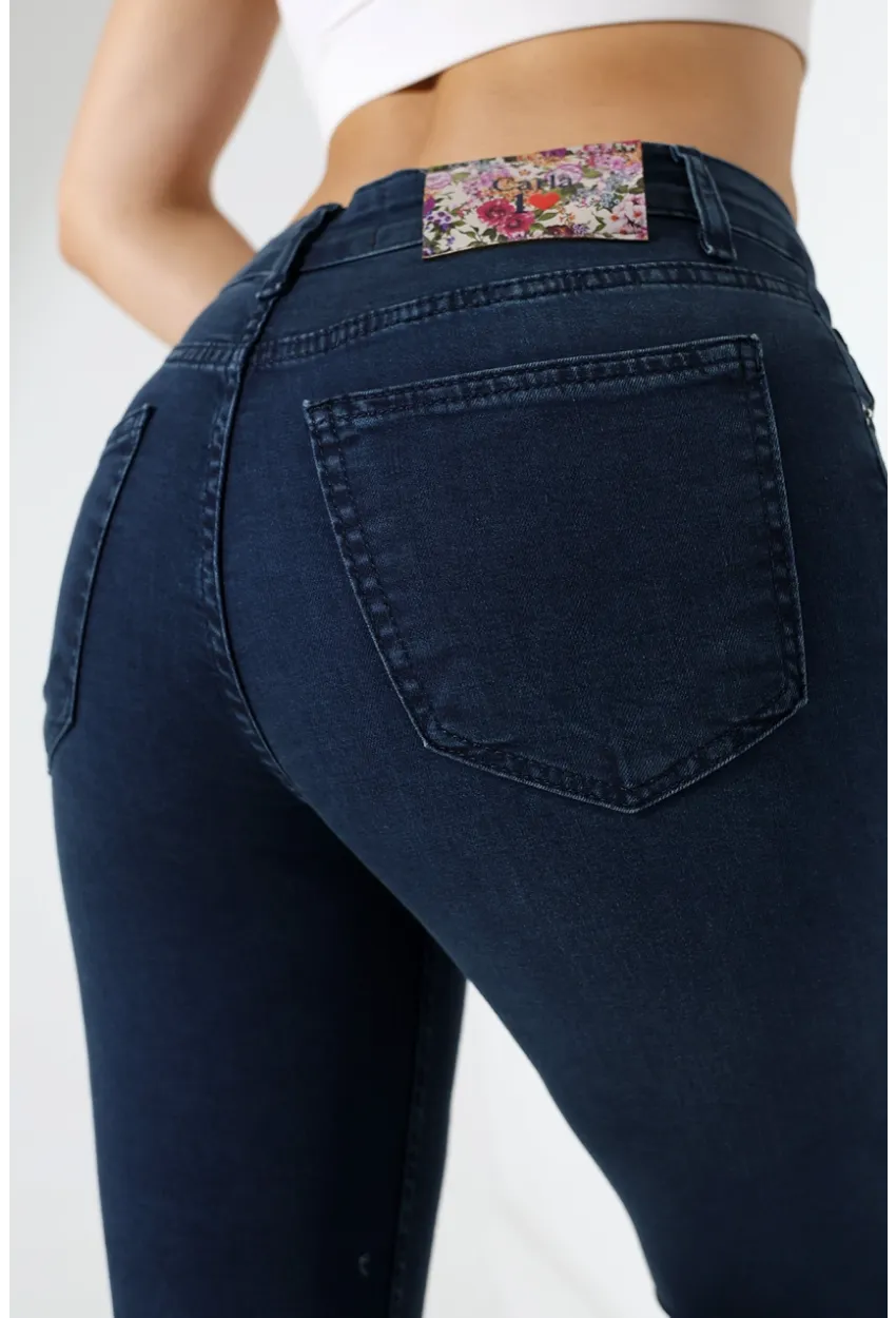 Yüksek Bel Lacivert Skinny Fit Jean Pantolon