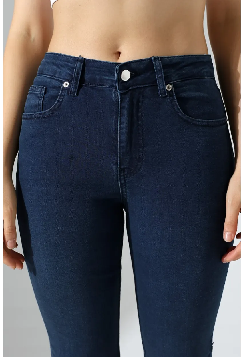 Yüksek Bel Lacivert Skinny Fit Jean Pantolon