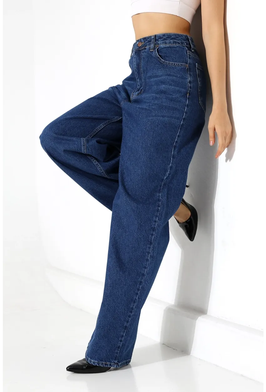 Yüksek Bel Salaş Kesim Bol Paça Jean