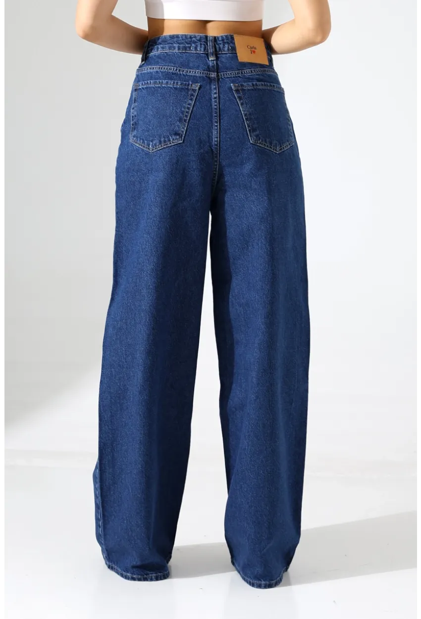 Yüksek Bel Salaş Kesim Bol Paça Jean