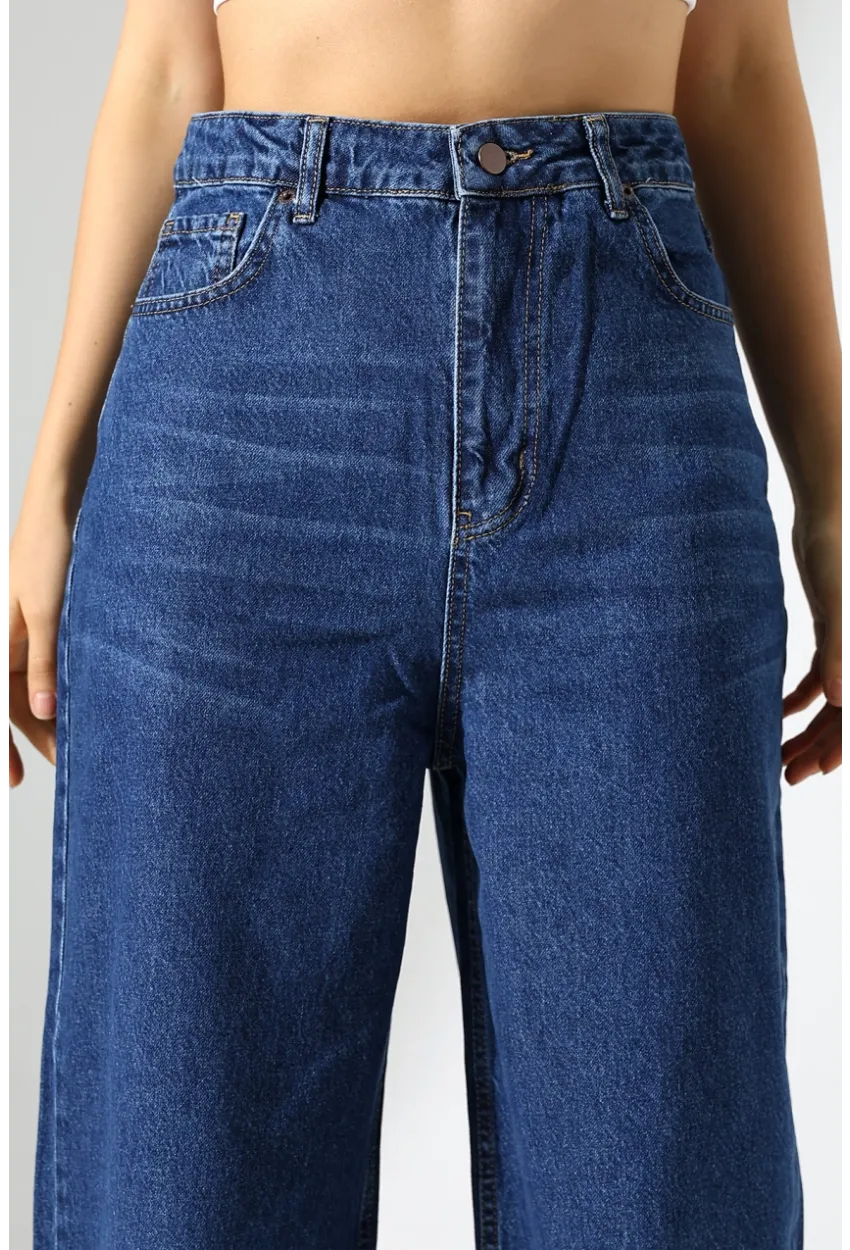 Yüksek Bel Salaş Kesim Bol Paça Jean