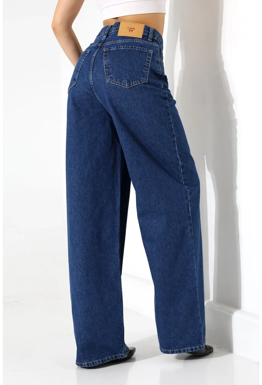 Yüksek Bel Salaş Kesim Bol Paça Jean
