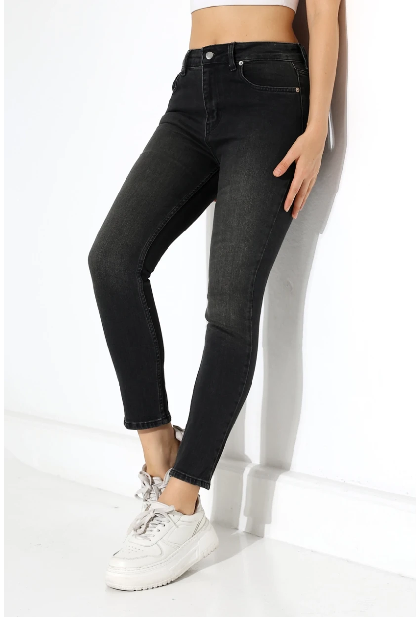 Yüksek Bel Siyah Skinny Fit Jean Pantolon
