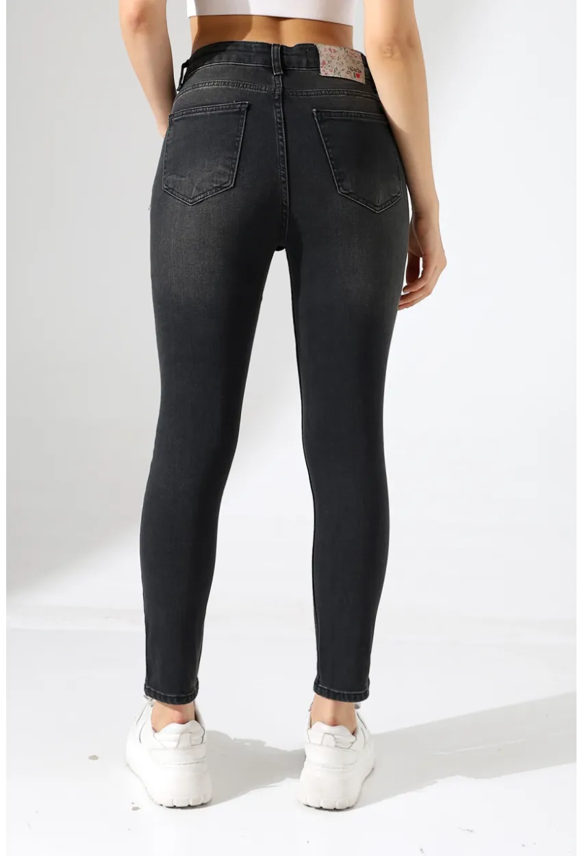 Yüksek Bel Siyah Skinny Fit Jean Pantolon
