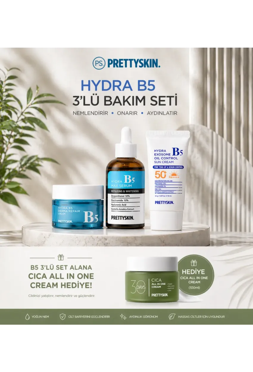 PRETTYSKIN Hydra B5 Derma Repair Cream & B5 Max Serum & B5 Oil Control Sun Cream SPF50+