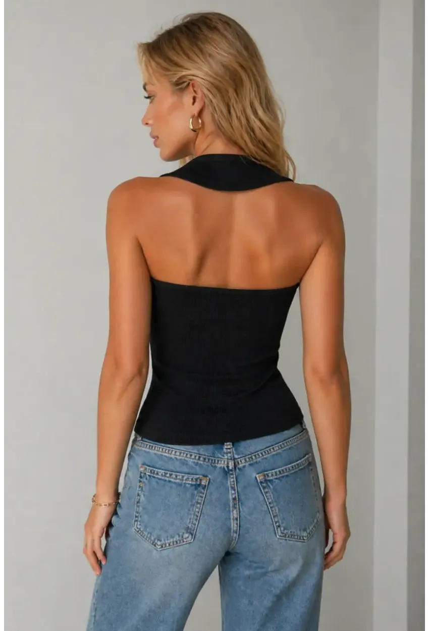 Siyah Kare Yaka Kaşkorse Atlet – Esnek Fit Basic Bluz