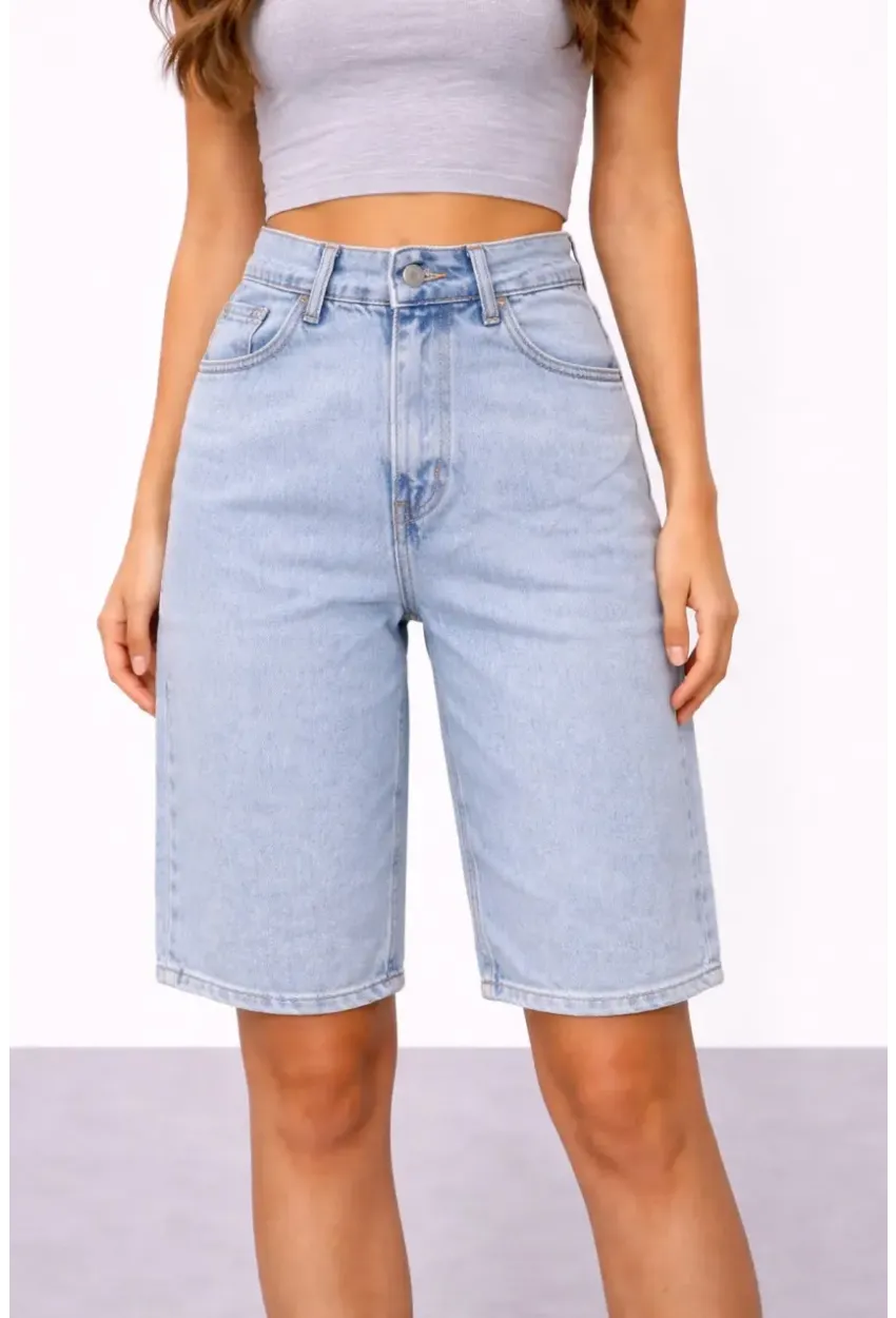 Açık Mavi Bermuda Jean