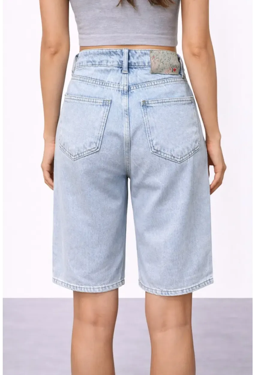 Açık Mavi Bermuda Jean