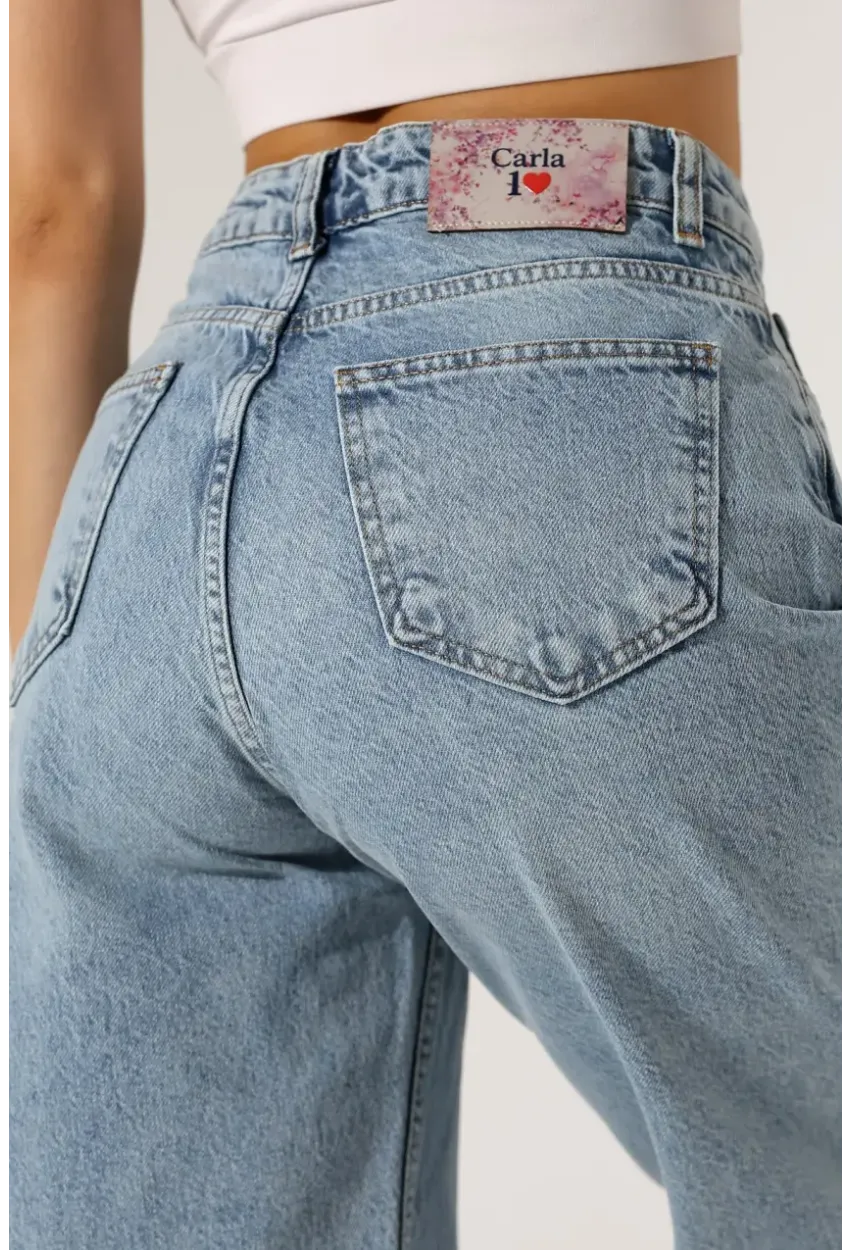 Kadın Açık Mavi Relaxed Fit Jean