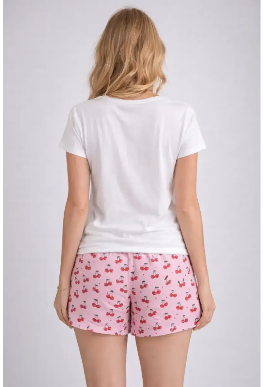Kadın Kısa Kollu Pijama Takımı Şortlu Yazlık Rahat Kalıp Ev Giyim