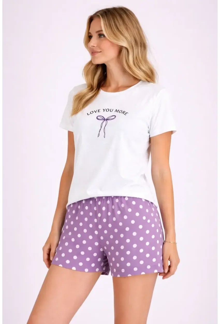 Kadın Kısa Kollu Pijama Takımı Şortlu Yazlık Rahat Kalıp Ev Giyim
