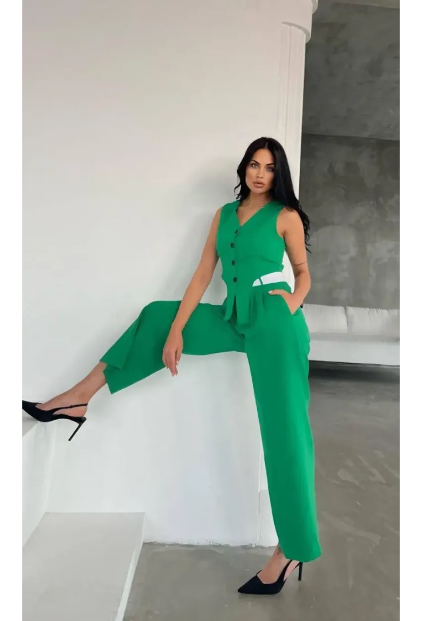 Pantalon Yelek Alt Üst Tasarım Takım Yeşil