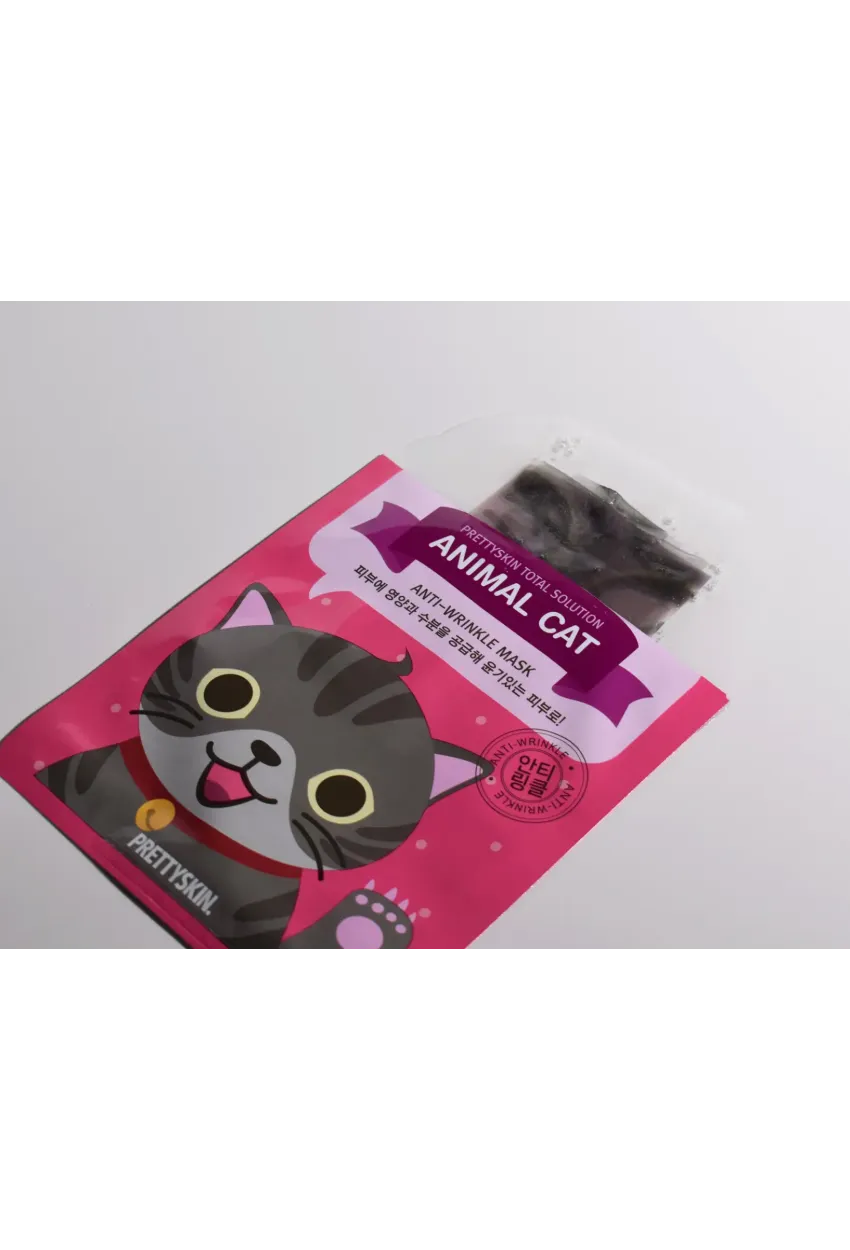 PRETTYSKIN Animal Cat Anti-Wrinkle Mask 25 gr | Kırışıklık Karşıtı Nemlendirici Kağıt Yüz Maskesi 4lü Set