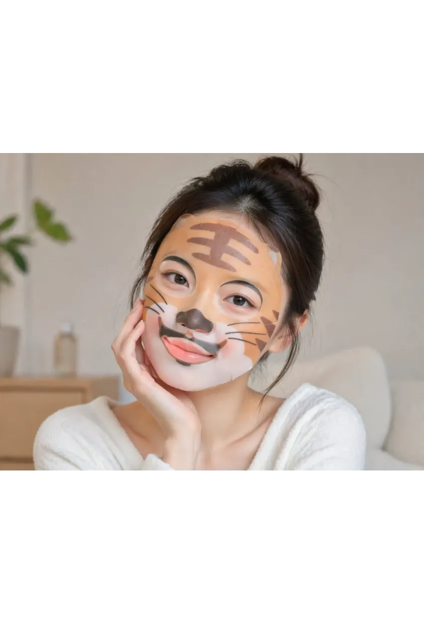 PRETTYSKIN Animal Tiger Aqua Mask 25gr | Nemlendirici Kaplan Desenli Kağıt Yüz Maskesi 4lü Set